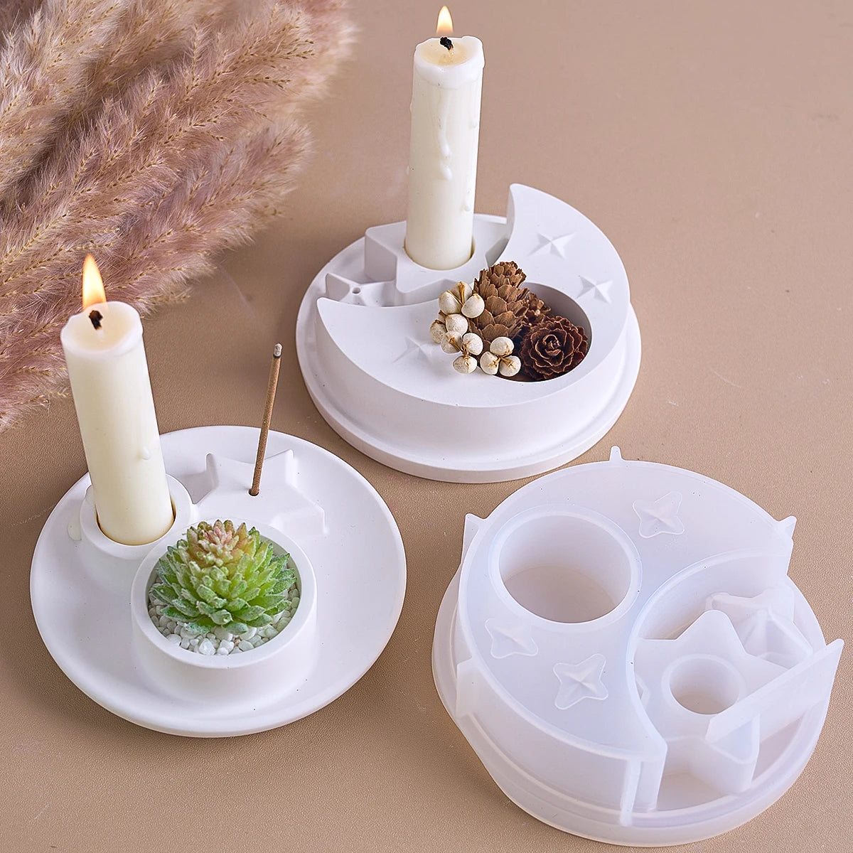 Combination Candle Holder Silicone Mold.