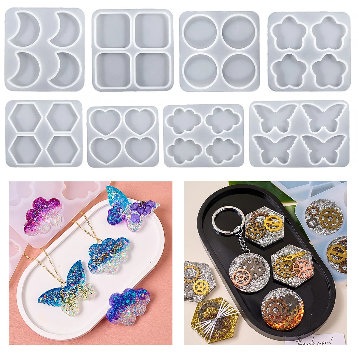 4 Cavities Pendant Silicone Molds.