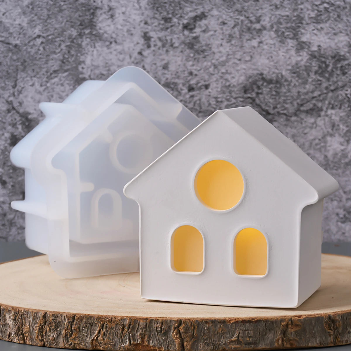 House Shape Candle Holder Silicone Mold.