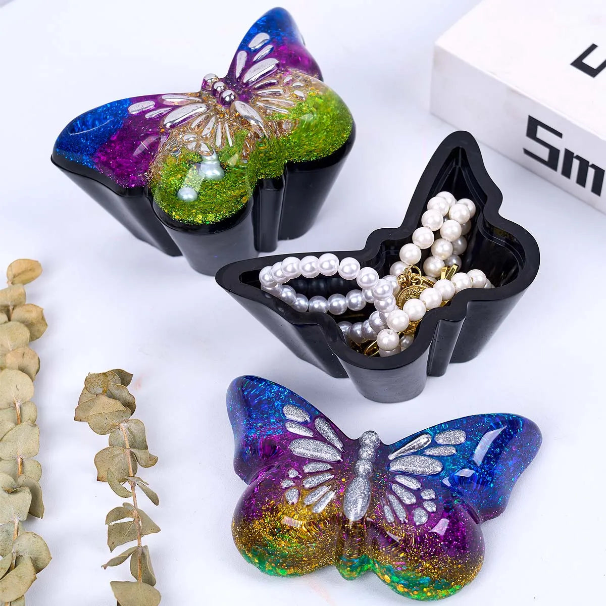 Butterfly Candle Jar Silicone Mold with Lid.