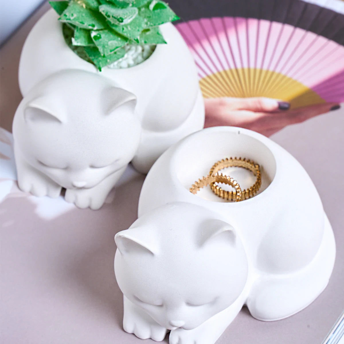 Sleeping Cat Candle Holder Silicone Mold
