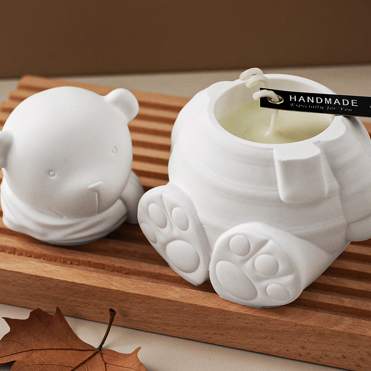 Cartoon Bear Candle Jar Silicone Molds Set