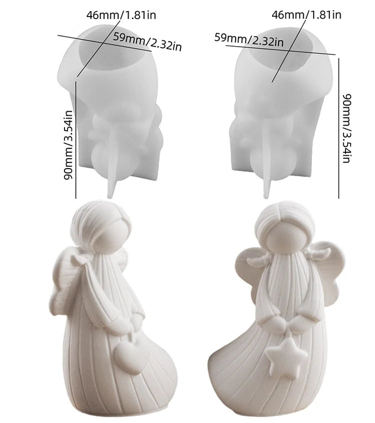 3D Angel Figurine Silicone Mold Set (2pcs)
