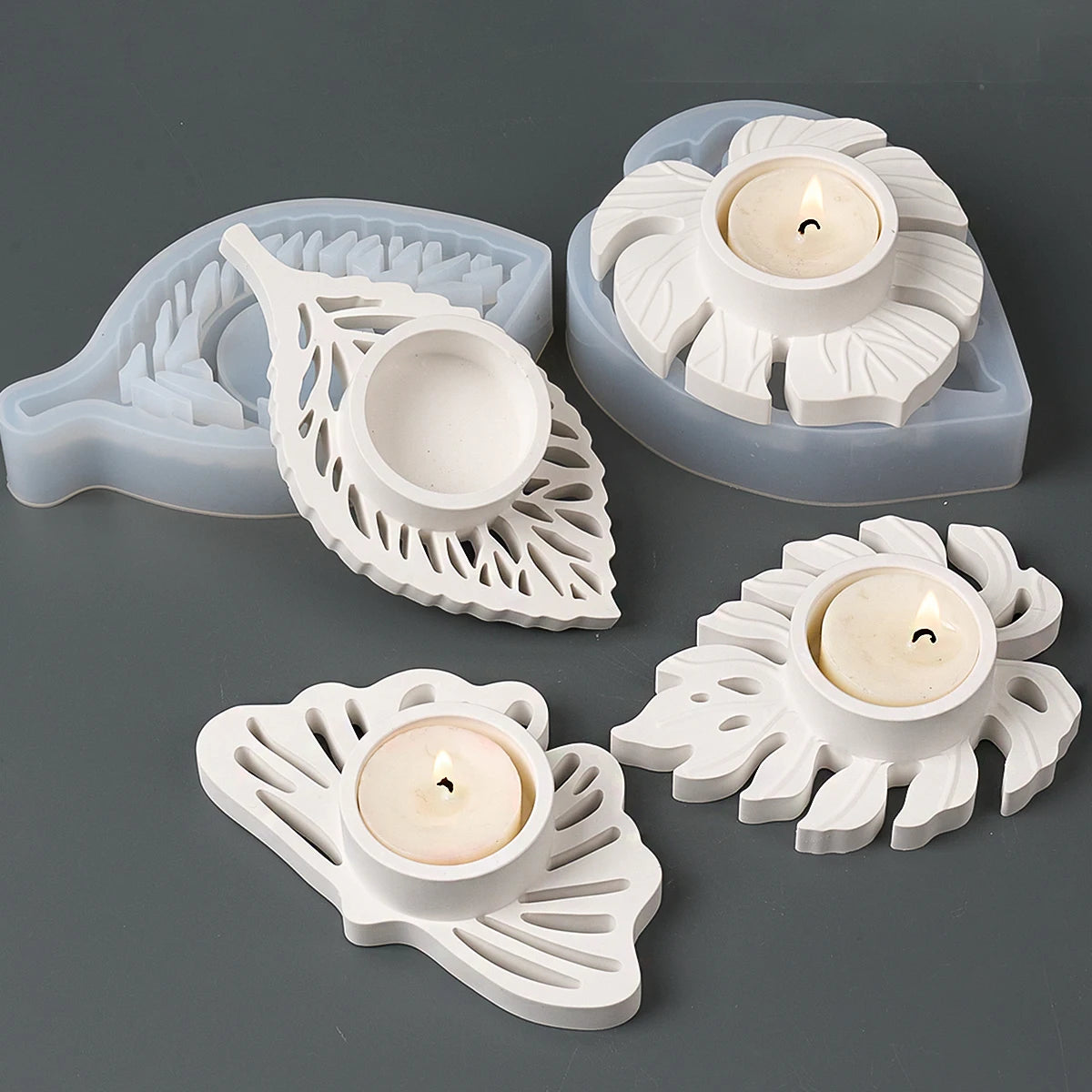Hollow Leaf Candle Holder Mold