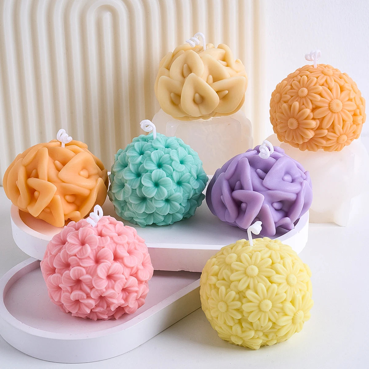 Embossed Spherical Silicone Candle Mold
