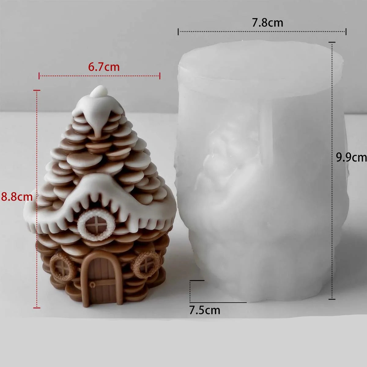 Snowy Pine Cottage Silicone Candle Mold