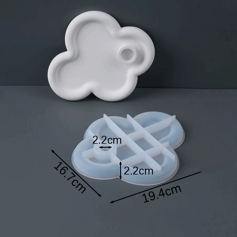 Rough Edge Tray with Candle Holder Silicone Mold