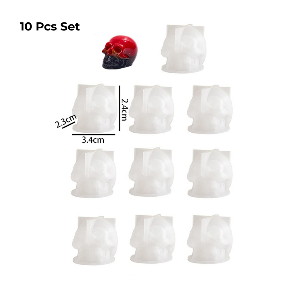 10Pcs Mini 3D Skull Resin Molds Set