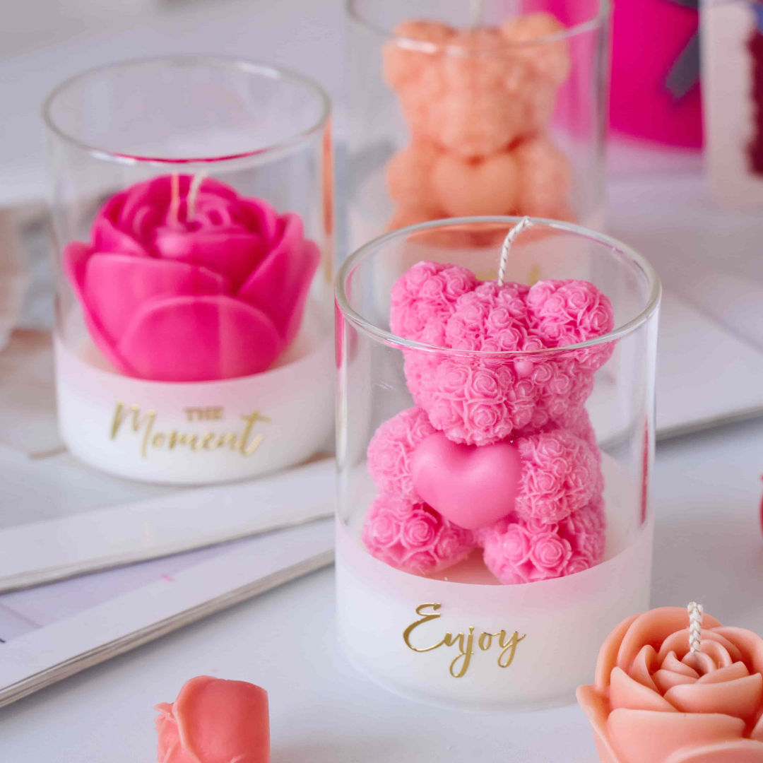 5-Piece Sweet Rose Bear Candle Mold Set
