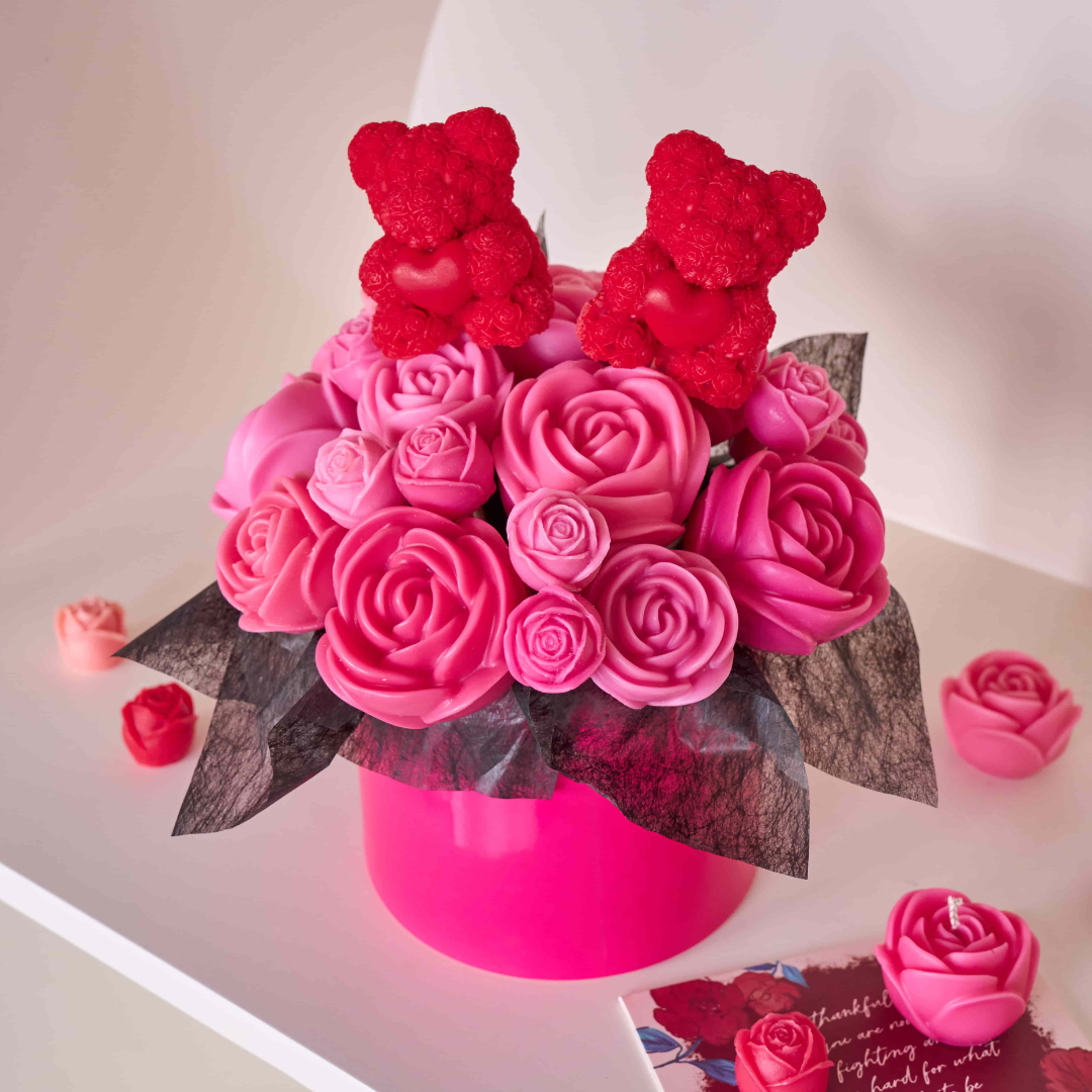 5-Piece Sweet Rose Bear Candle Mold Set