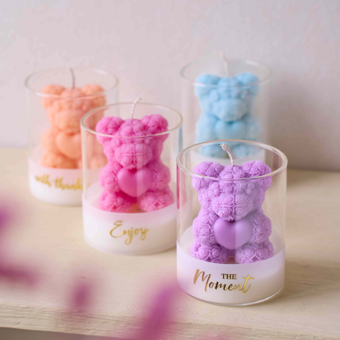 5-Piece Sweet Rose Bear Candle Mold Set