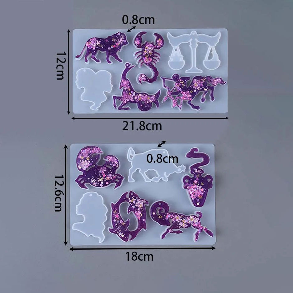 Zodiac Constellation Keychain Silicone Mold Set (2pcs)