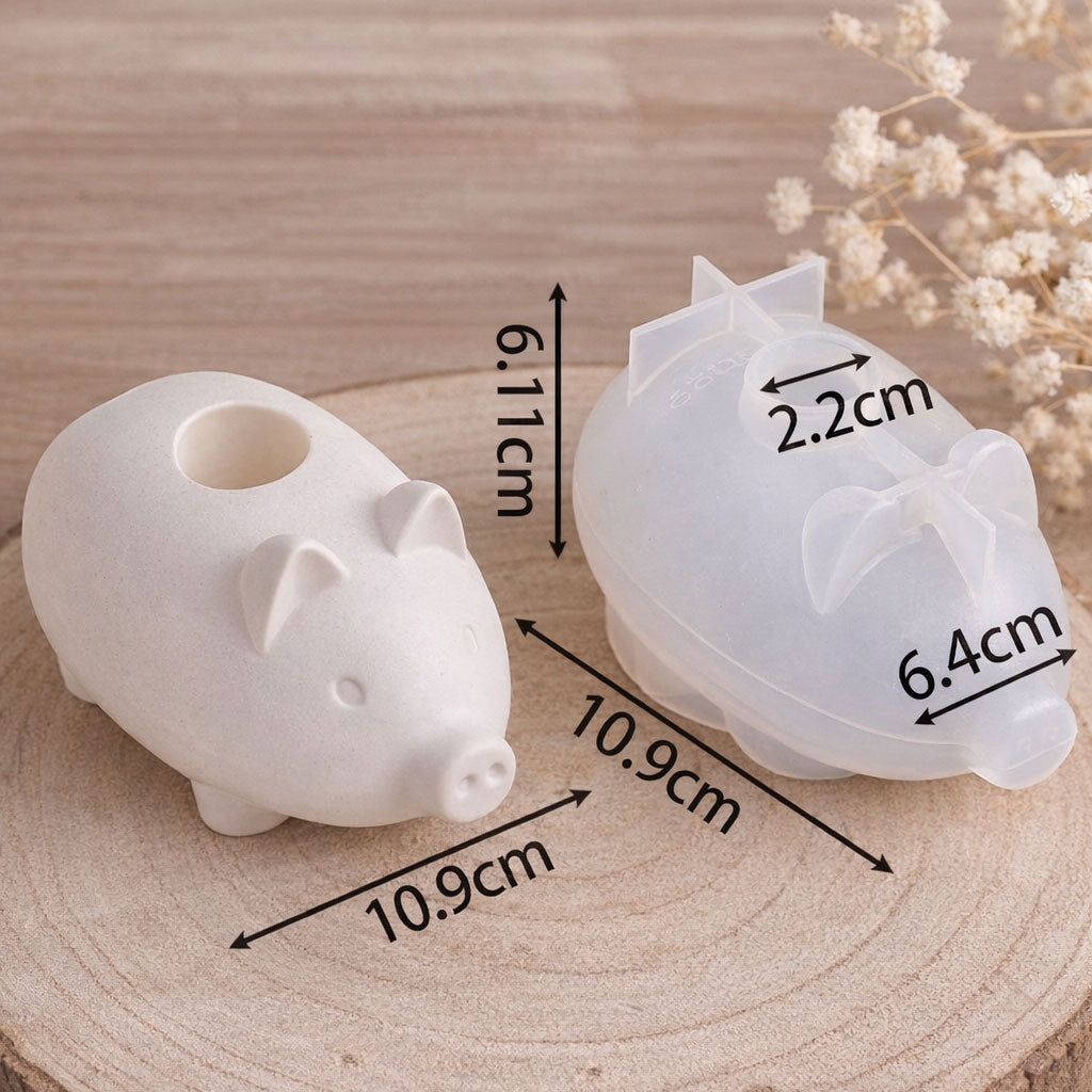 Little Pig Candle Holder Silicone Mold
