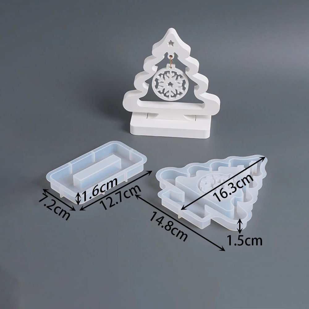 Christmas Tree Silicone Mold with Snowflake Ornament Design