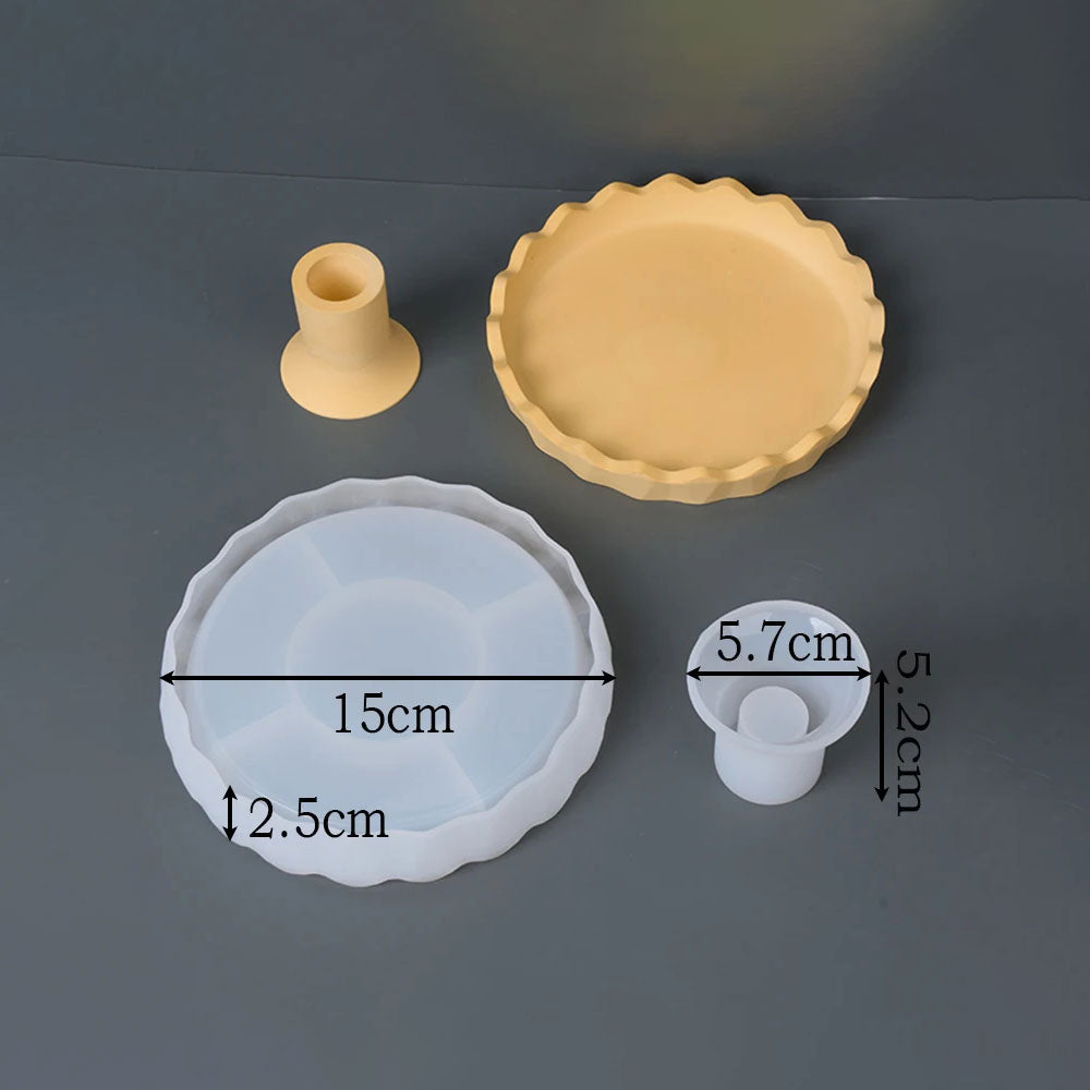 Varel Ruffle Cake Stand & Candle Holder Silicone Mold Set