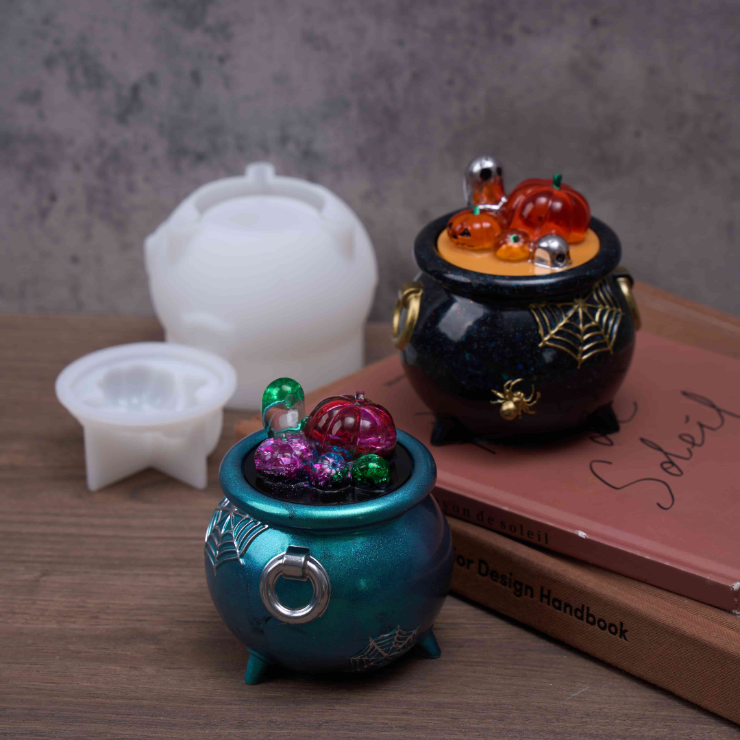 Halloween Cauldron Silicone Mold with Lid for Resin Crafts