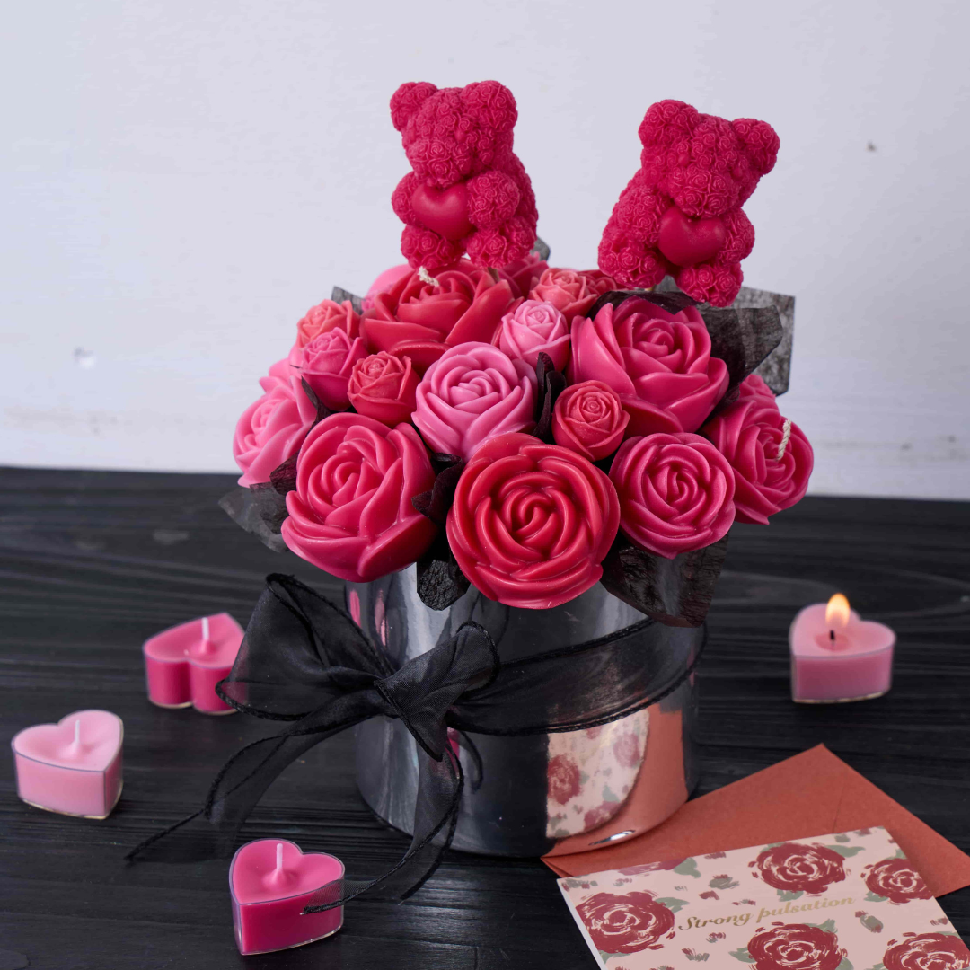 5-Piece Sweet Rose Bear Candle Mold Set
