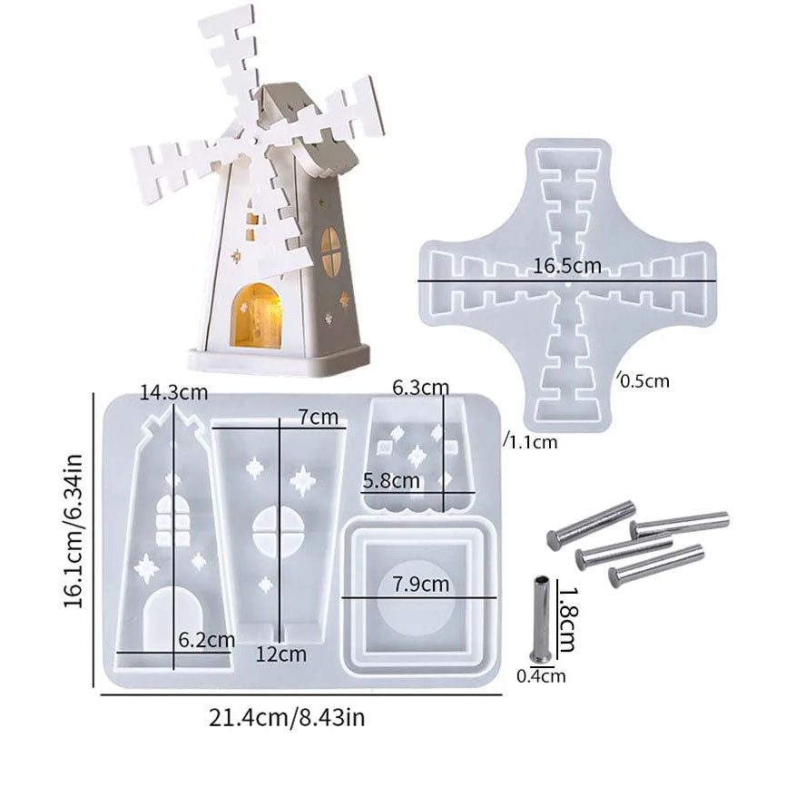 Rotating Windmill House Ornament Silicone Mold Kit