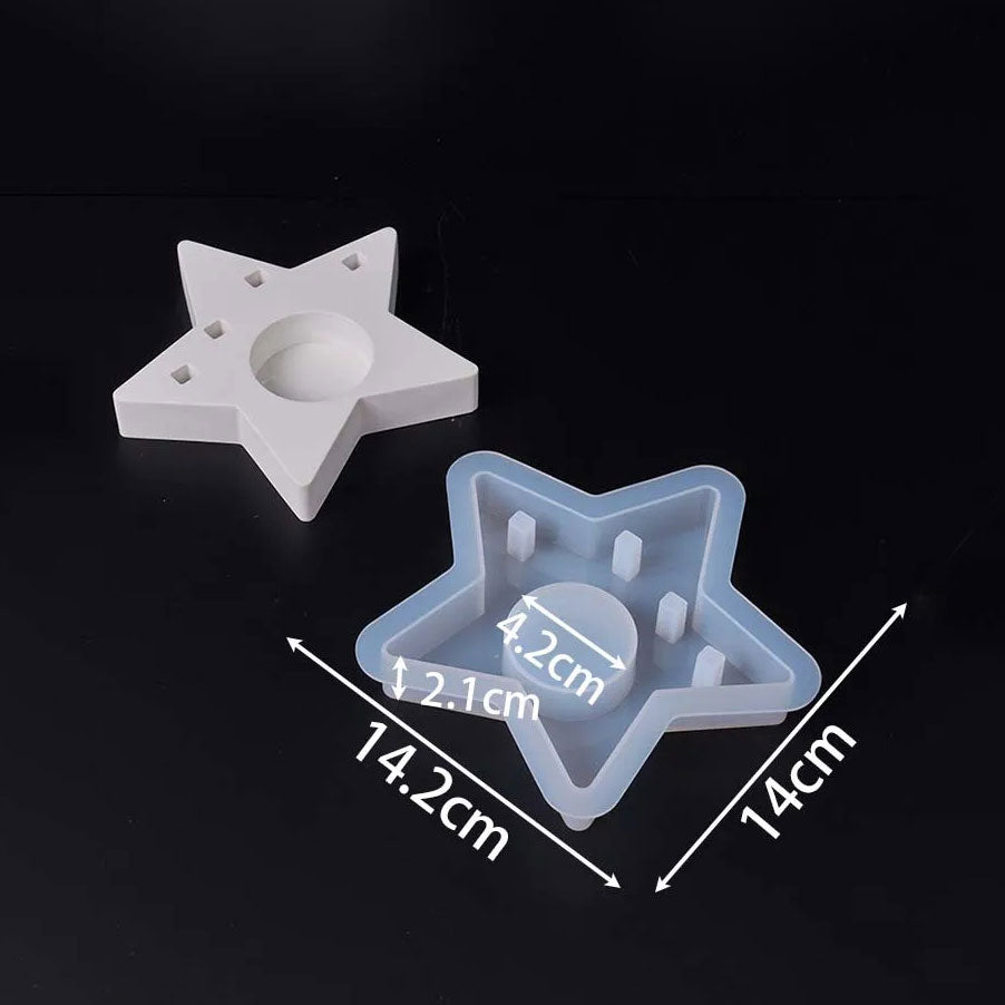 4-Piece Easter Star Bunny Tealight Holder Mold Set