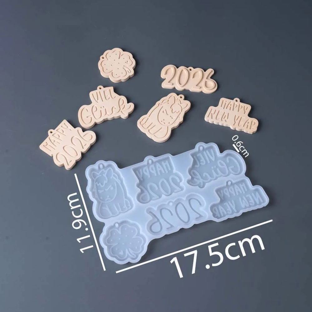 2-Piece 2026 New Year Keepsake Mold Set – Horse & Blessing Hanging Ornaments