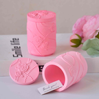 Rose Ribbon Candle Jar Silicone Mold with Lid