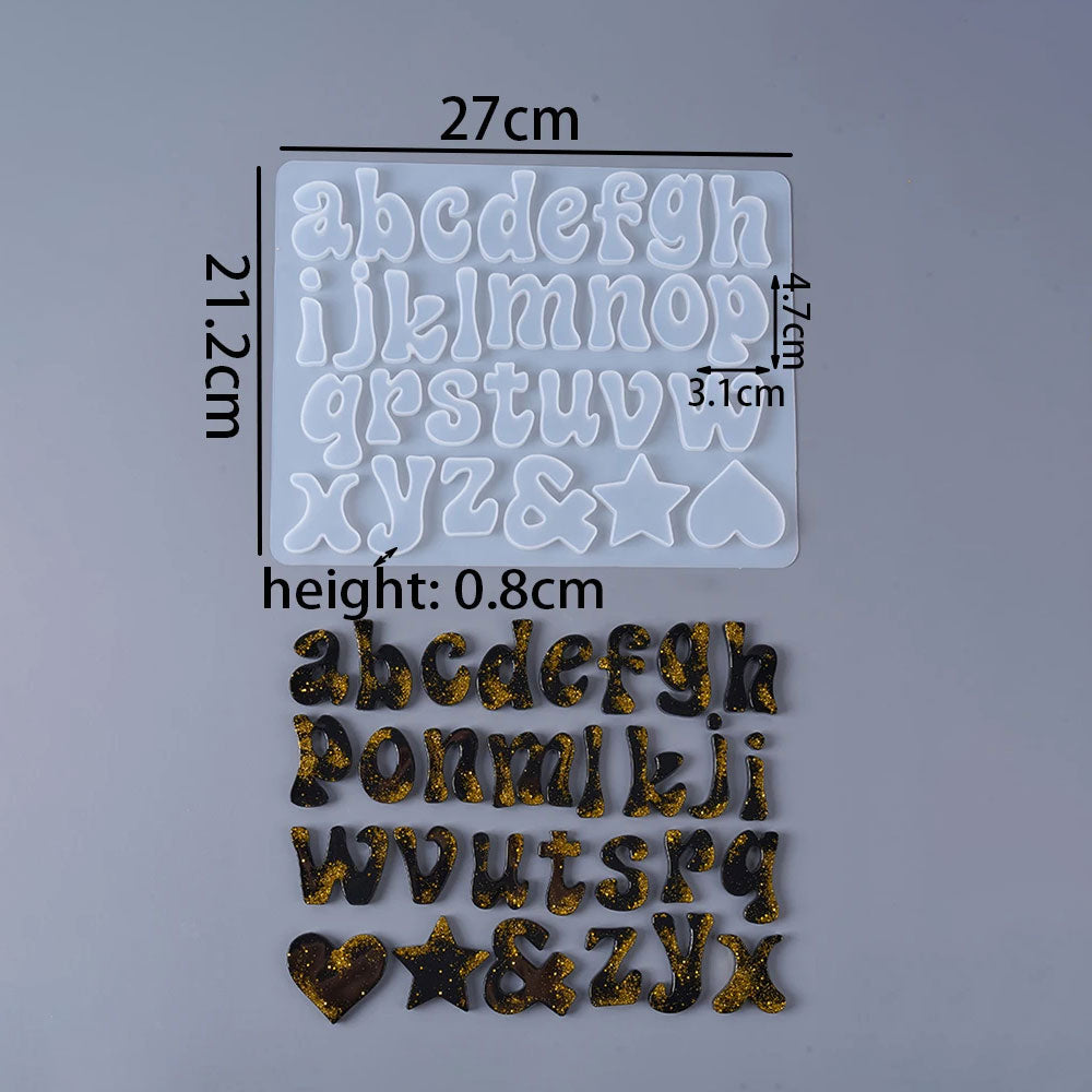 Alphabet Letter Resin Mold Set (A–Z) Lowercase Rounded Letters