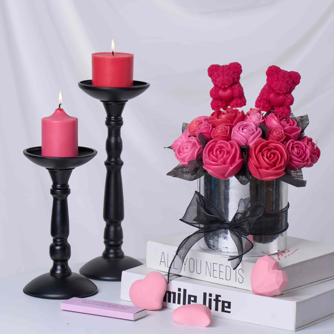 5-Piece Sweet Rose Bear Candle Mold Set