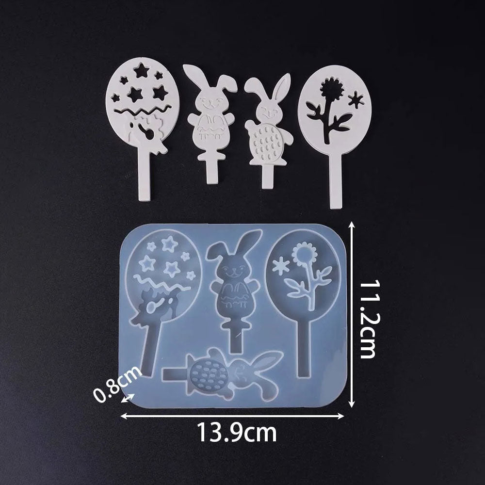 4-Piece Easter Star Bunny Tealight Holder Mold Set