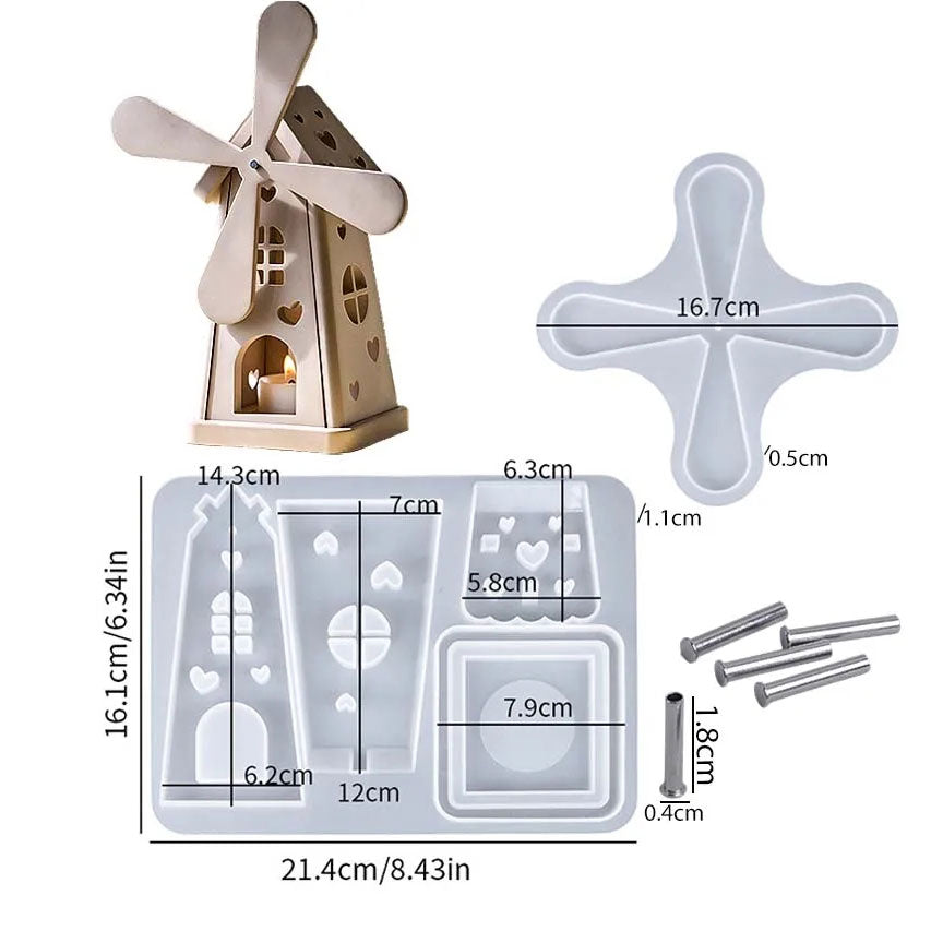 Rotating Windmill House Ornament Silicone Mold Kit