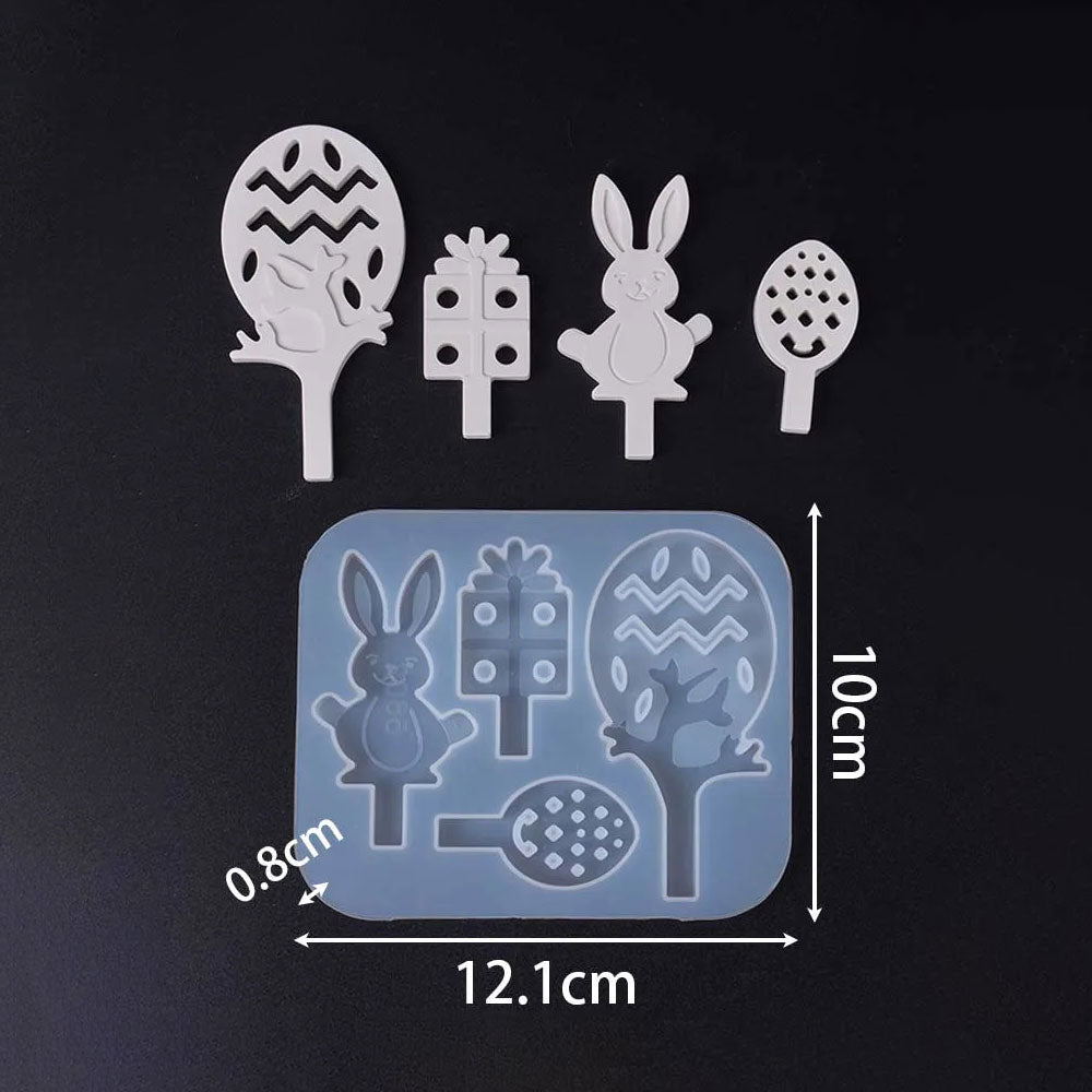 4-Piece Easter Star Bunny Tealight Holder Mold Set