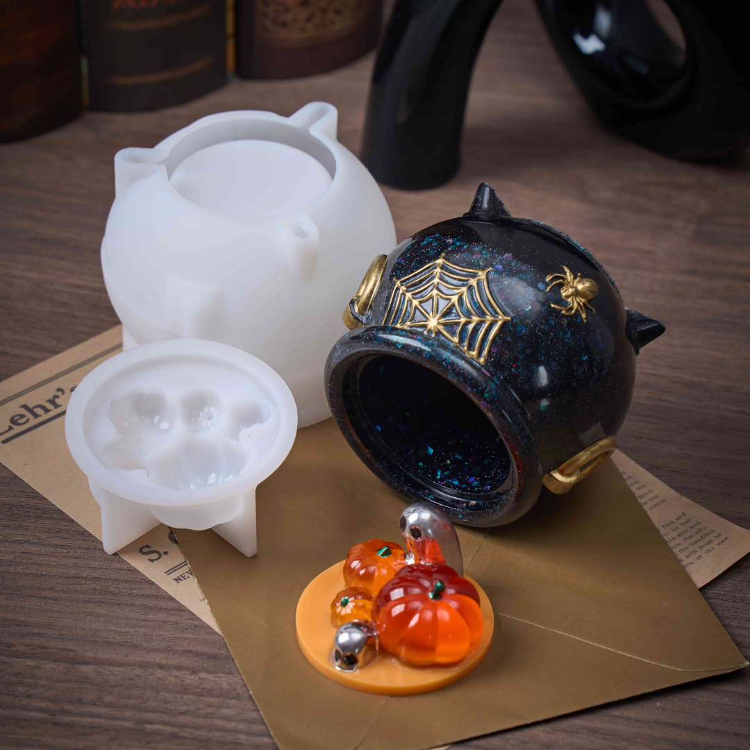 Halloween Cauldron Silicone Mold with Lid for Resin Crafts