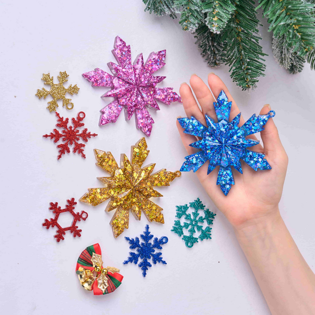8Pcs Snowflake Resin Silicone Mold Set