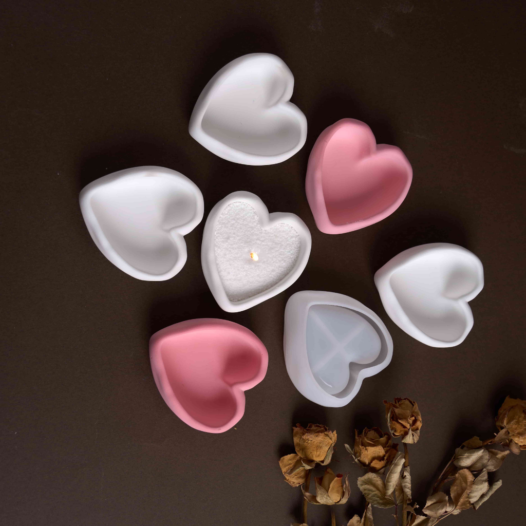 Heart-Shaped Candle Holder Bowl Silicone Mold