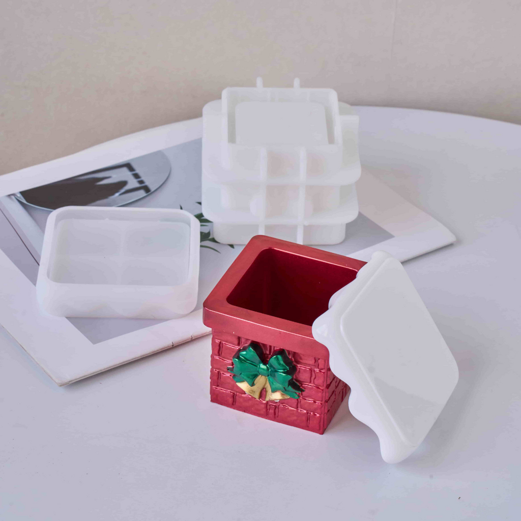 Christmas Chimney Jar Silicone Mold with Lid