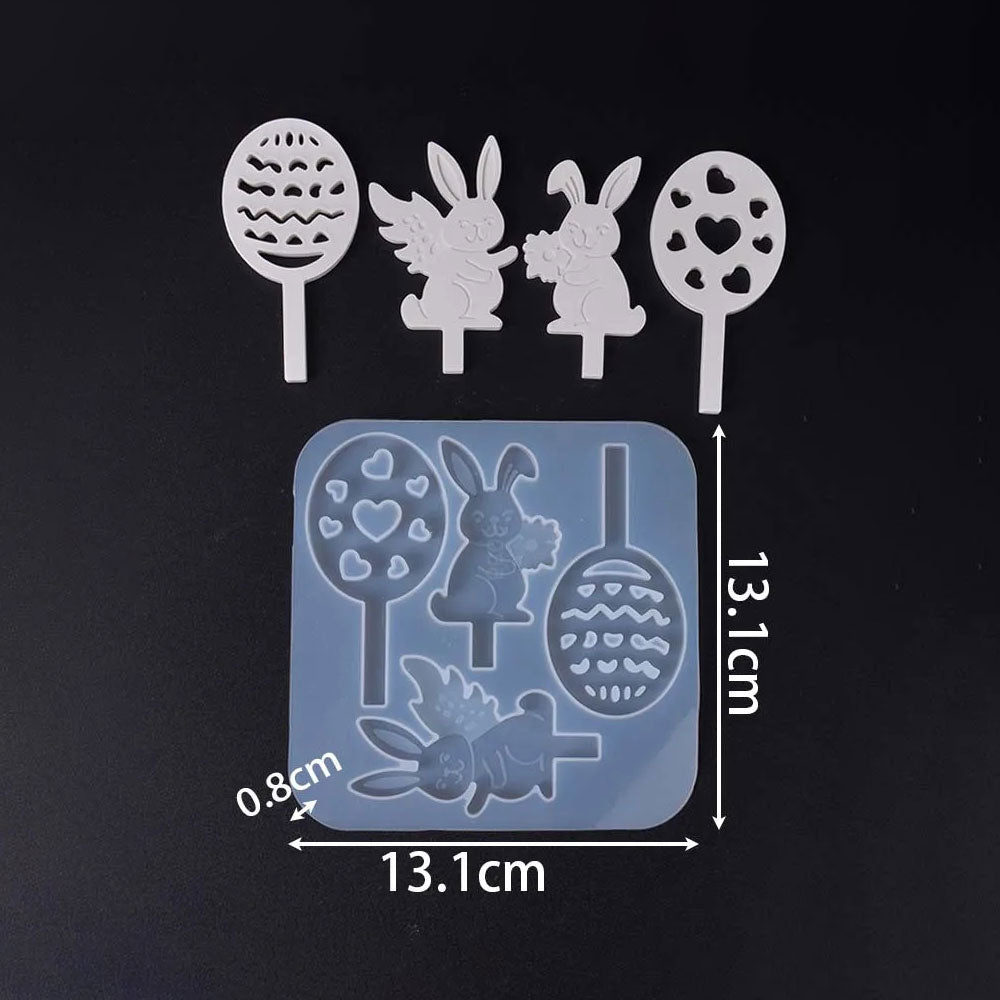 4-Piece Easter Star Bunny Tealight Holder Mold Set