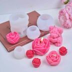 5-Piece Sweet Rose Bear Candle Mold Set