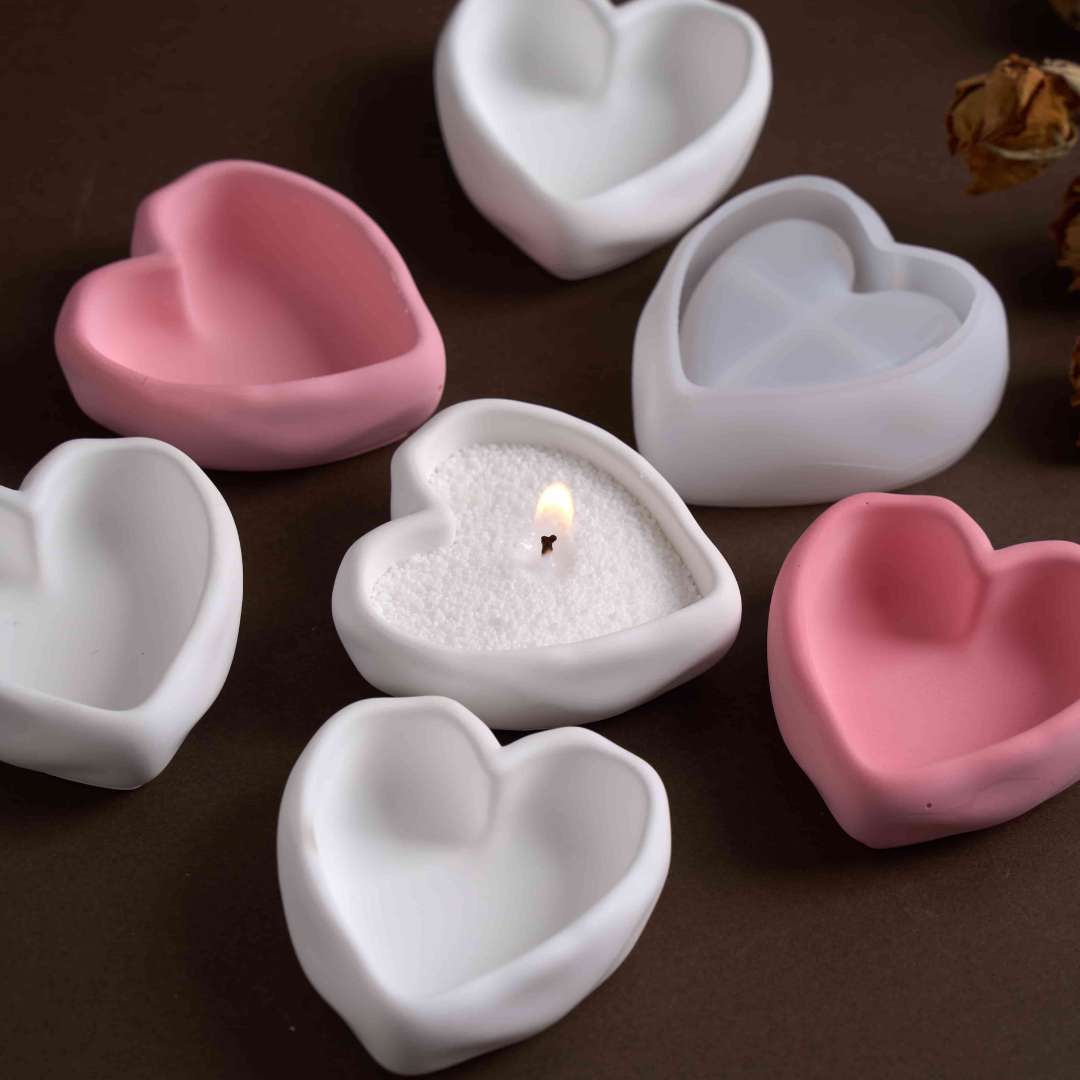 Heart-Shaped Candle Holder Bowl Silicone Mold