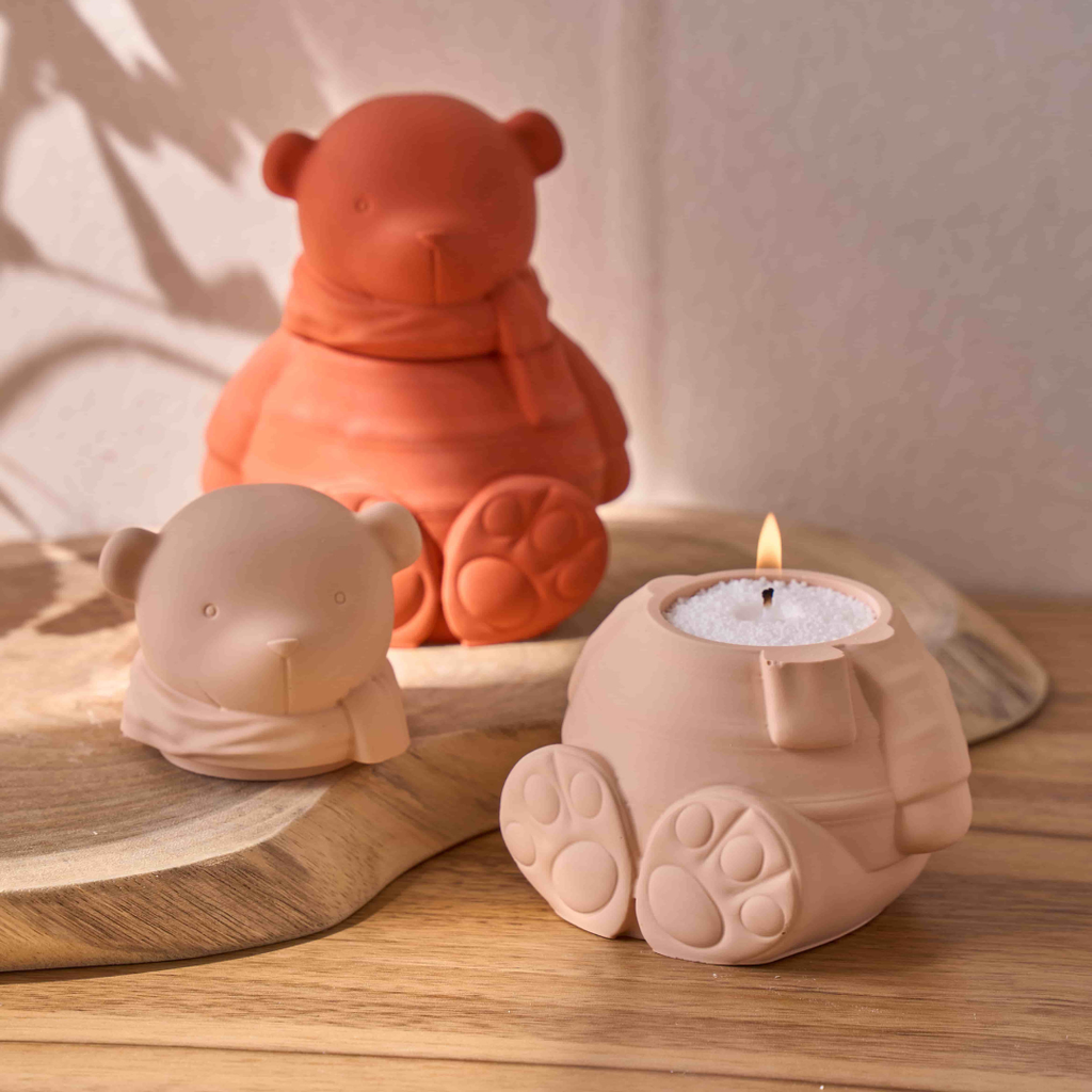 Cartoon Bear Candle Jar Silicone Molds Set