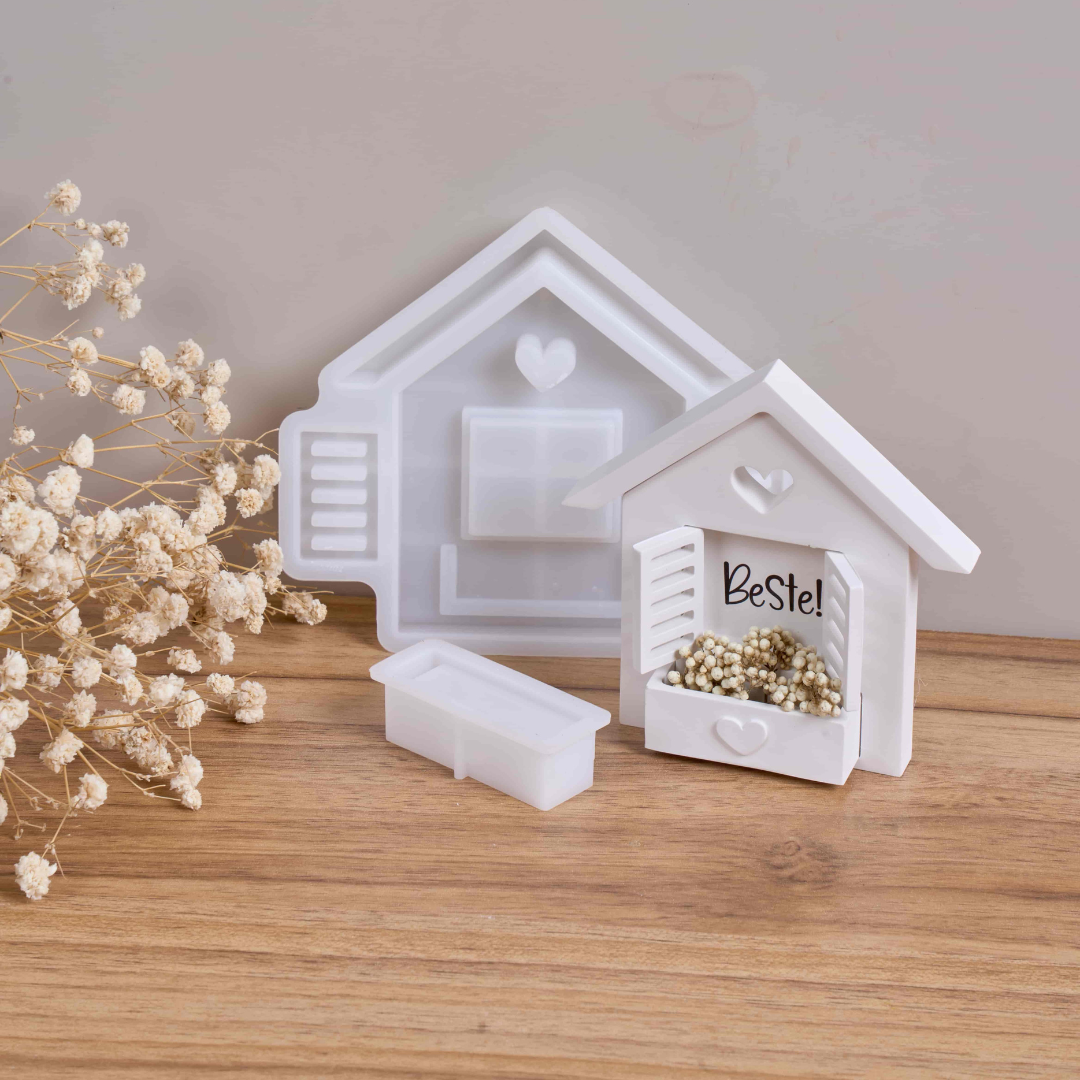 House Window Flower Box Silicone Mold Set for Resin or Plaster Crafts
