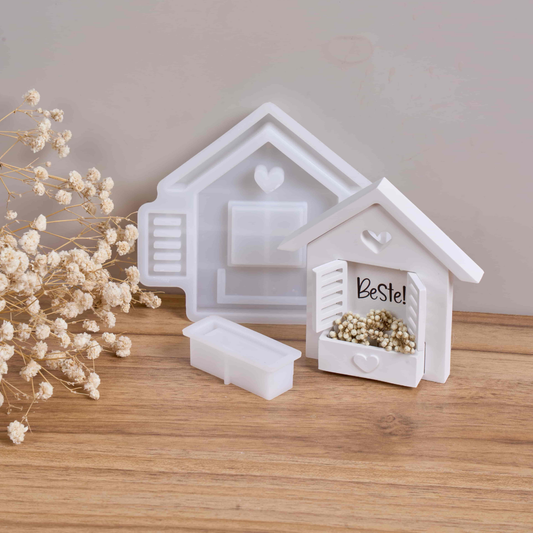 House Window Flower Box Silicone Mold Set for Resin or Plaster Crafts