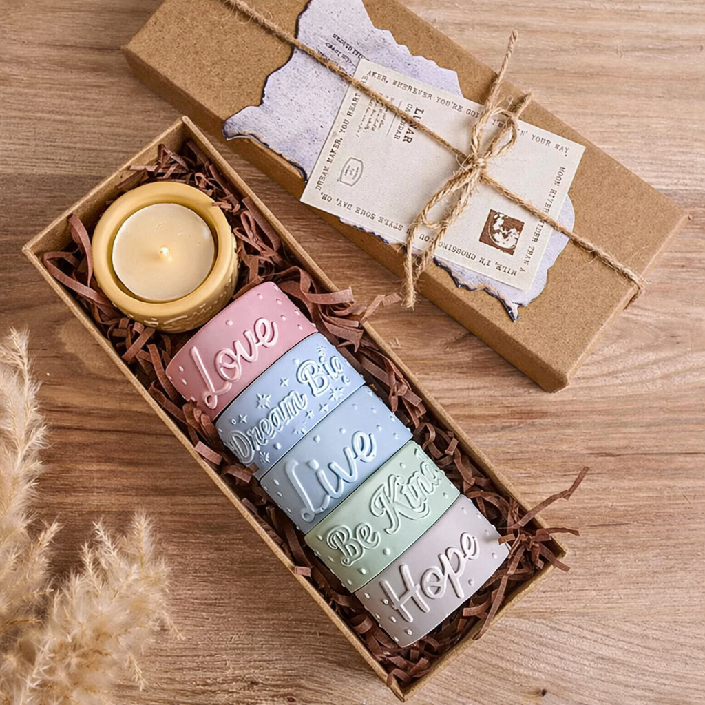 Affirmation Candle Cup Silicone Mold – 4-Cavity Embossed Design