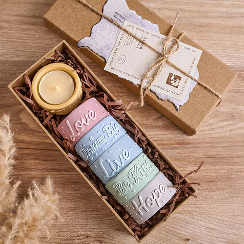 Affirmation Candle Cup Silicone Mold – 4-Cavity Embossed Design