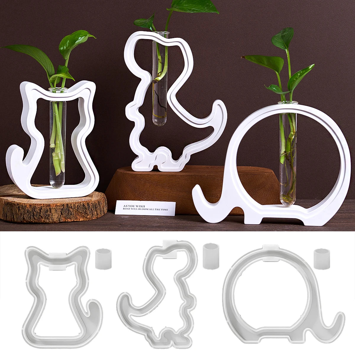 Hollow Animal Test Tube Vase Silicone Molds.