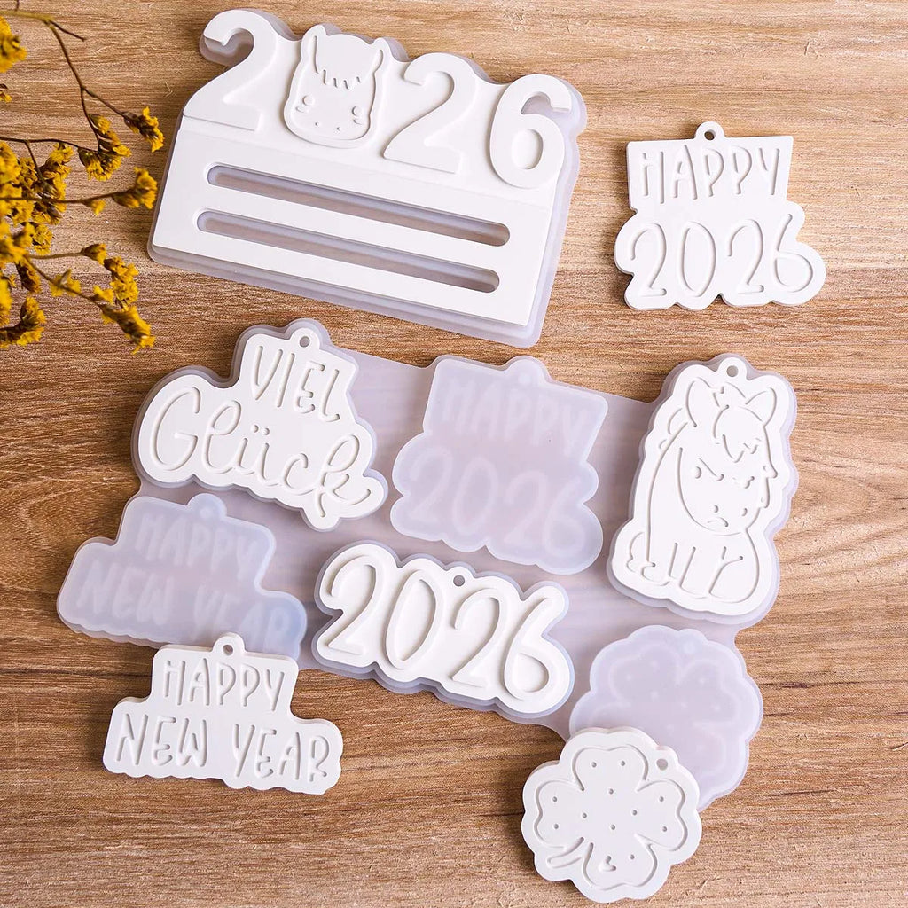 2-Piece 2026 New Year Keepsake Mold Set – Horse & Blessing Hanging Ornaments