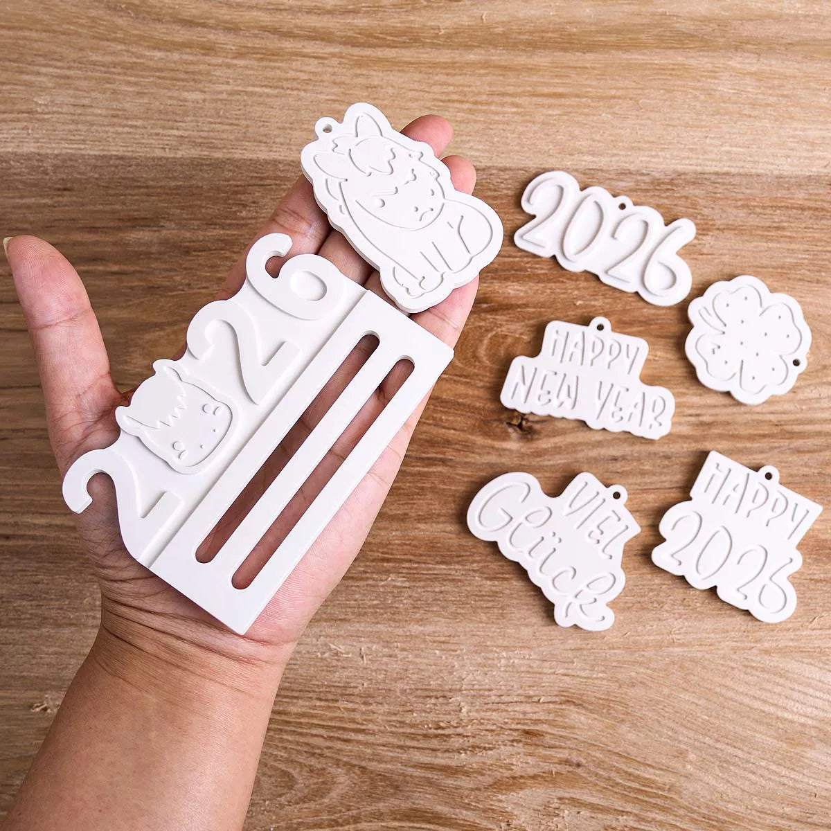 2-Piece 2026 New Year Keepsake Mold Set – Horse & Blessing Hanging Ornaments