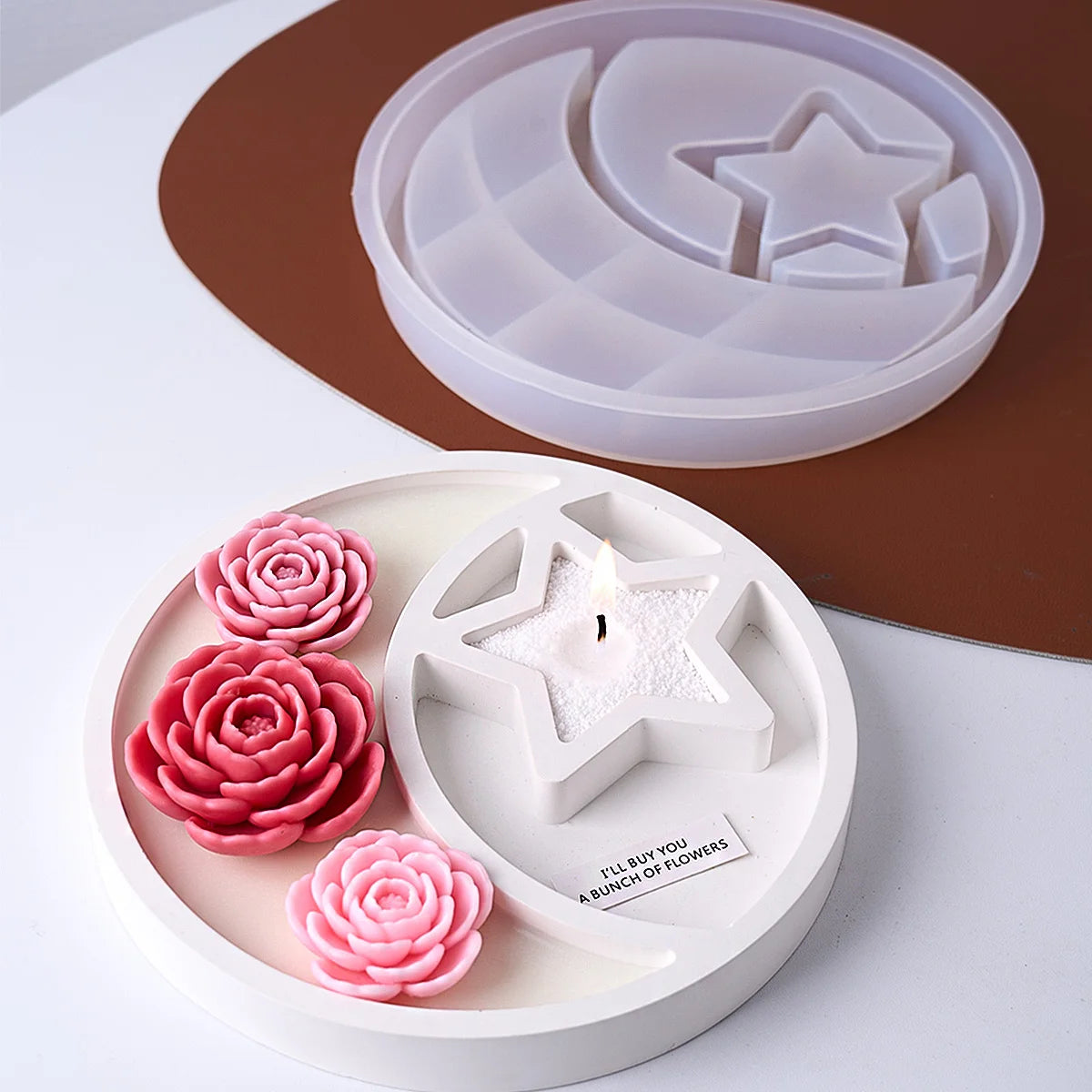 Round Moon Star Tray Silicone Mold.