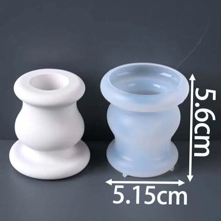 Geometric Roman Column Candle Holder Silicone Mold.