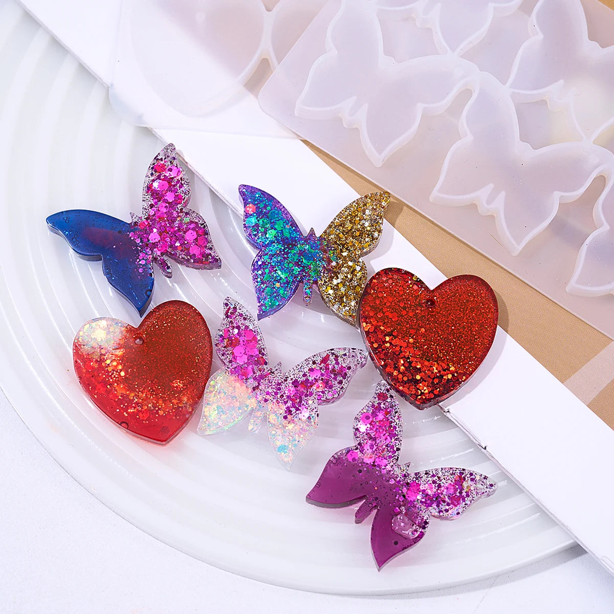 6 Cavities Love Butterfly Pendant Silicone Mold.