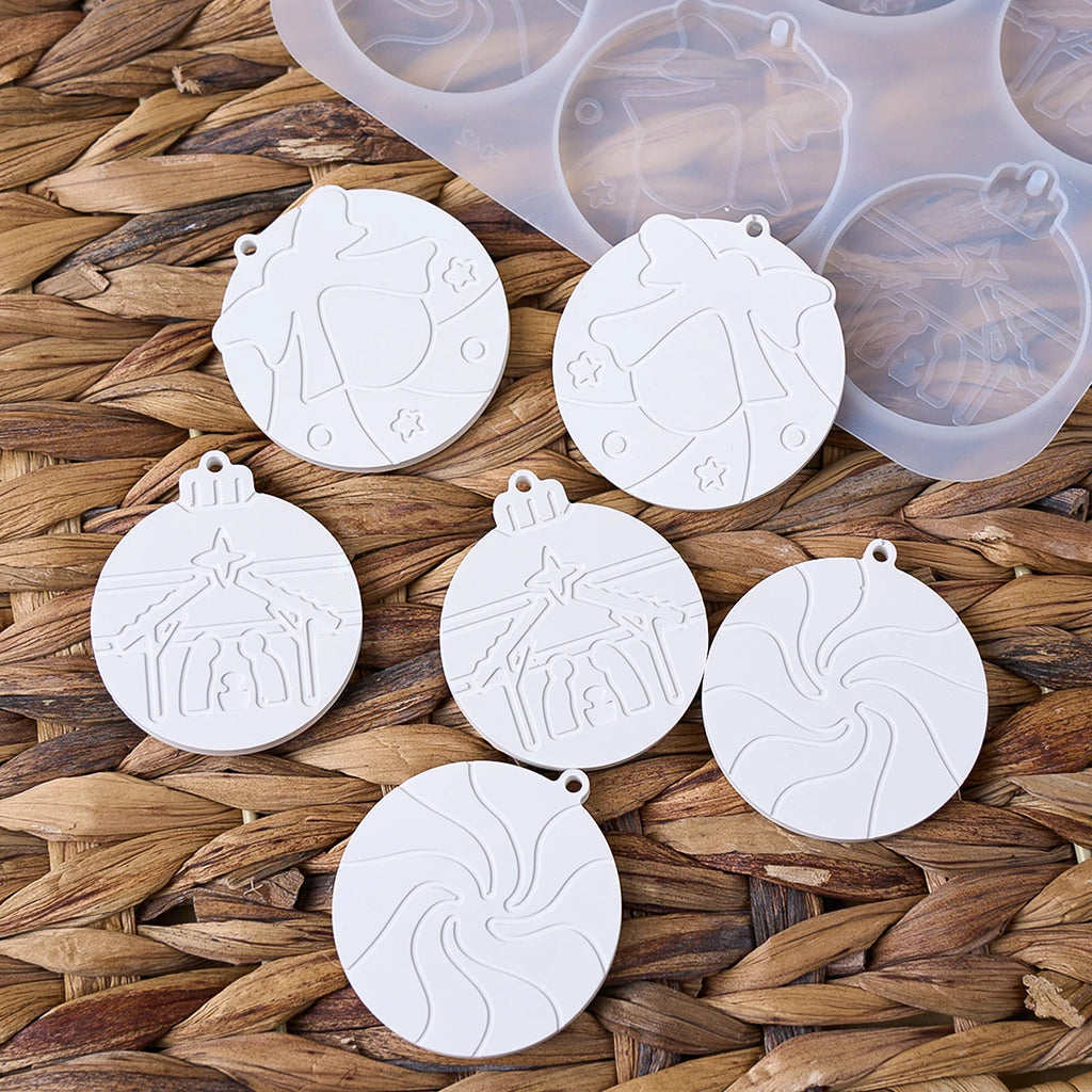 Round Hanging Silicone Mold with Embossed Patterns