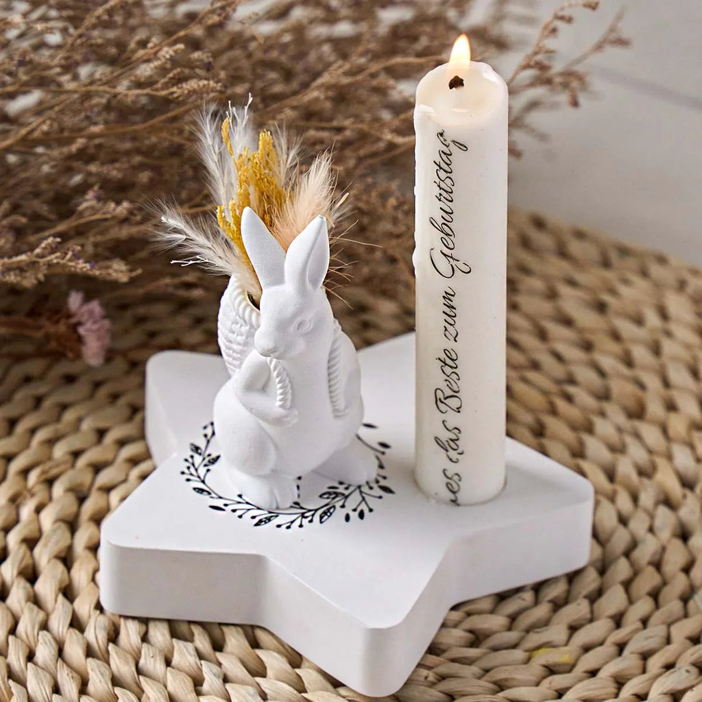 Rabbit with Woven Basket Silicone Mold